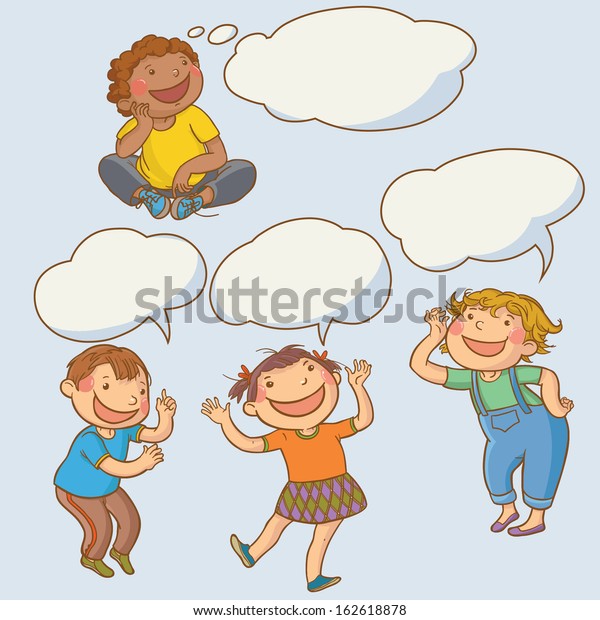 Children Talking Speech Bubble Back School Stock Vector (Royalty Free ...