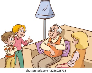 children talking to their parents cartoon vector