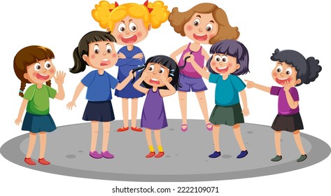 Children teasing their friend illustration