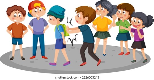 Children teasing their friend illustration