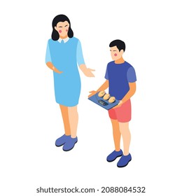 Children technical training centers isometric compositions set with robotic control systems programming science classes isolated vector illustration