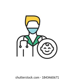 Children therapist color line icon. Subject matter expert. Pictogram for web page, mobile app, promo. UI/UX/GUI design element. Editable stroke.
