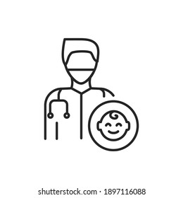Children therapist color line icon. Subject matter expert. Pictogram for web page, mobile app, promo. UI UX GUI design element. Editable stroke.