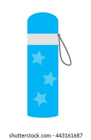 Children thermos to school. Flat vector illustration isolated on white background