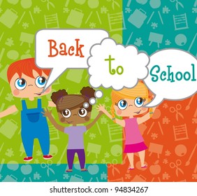 children with though bubbles, back to school. vector illustration