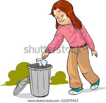 Children Throw Garbage Stock Vector (Royalty Free) 221079412 - Shutterstock