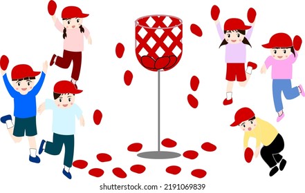 Children throwing balls No background