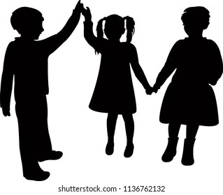 children together, silhouette vector