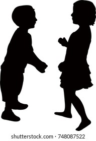 children together, silhouette vector