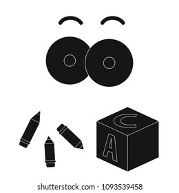 Children toy black icons in set collection for design. Game and bauble vector symbol stock web illustration.