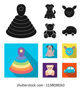 Children toy black,flat icons in set collection for design. Game and bauble vector symbol stock web illustration.