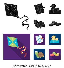 Children toy black,flat icons in set collection for design. Game and bauble vector symbol stock web illustration.