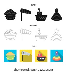 Children toy black,flat,outline icons in set collection for design. Game and bauble vector symbol stock web illustration.