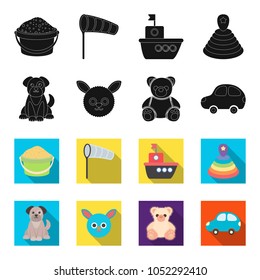 Children toy black,flet icons in set collection for design. Game and bauble vector symbol stock web illustration.