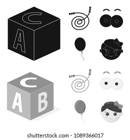 Children toy black,monochrom icons in set collection for design. Game and bauble vector symbol stock web illustration.