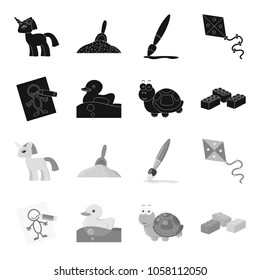 Children toy black,monochrome icons in set collection for design. Game and bauble vector symbol stock web illustration.