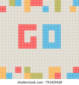 Children toy building block bricks. Plastic construction block background. Presentation background.
