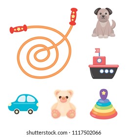 Children toy cartoon icons in set collection for design. Game and bauble vector symbol stock web illustration.
