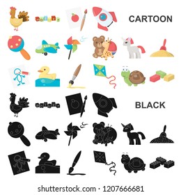 Children toy cartoon icons in set collection for design. Game and bauble vector symbol stock web illustration.