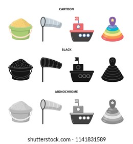 Children toy cartoon,black,monochrome icons in set collection for design. Game and bauble vector symbol stock web illustration.