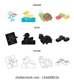 Children toy cartoon,black,outline icons in set collection for design. Game and bauble vector symbol stock web illustration.