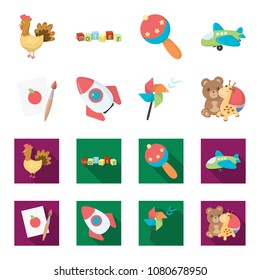 Children toy cartoon,flat icons in set collection for design. Game and bauble vector symbol stock web illustration.