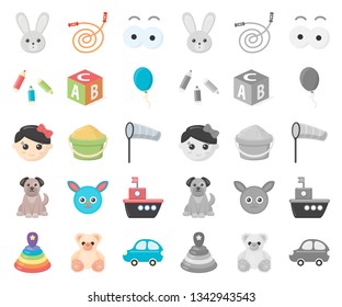 Children toy cartoon,mono icons in set collection for design. Game and bauble vector symbol stock web illustration.