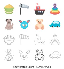 Children toy cartoon,outline icons in set collection for design. Game and bauble vector symbol stock web illustration.