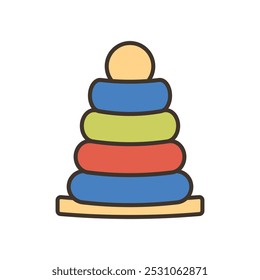 Children Toy Doodle Illustration - Round Stacking Tower