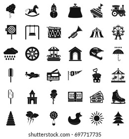 Children toy icons set. Simple style of 36 children toy vector icons for web isolated on white background
