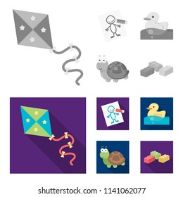 Children toy monochrome,flat icons in set collection for design. Game and bauble vector symbol stock web illustration.