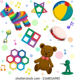 Ilustración de patrón sin soldadura de juguete para niños