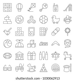 Children toy such as ball, rocking horse, blocks, balloon, outline icon set 2/3