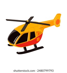 Children toys, air vehicles. Flying helicopter, for transportation. Air passenger helicopter. Transport for flight in air. Logistics, delivery services. Kid colorful cartoon toys. Vector illustration.
