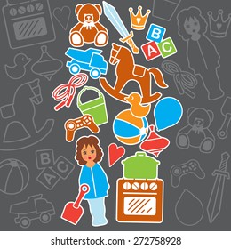 Children Toys Gift Shop Birthday Card, Vector Illustration 