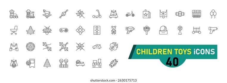 Children Toys icon collection, with editable stroke. Children Toys thin line icon set. Vector illustration.