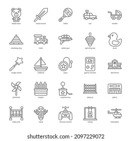 Children Toys icon pack for your website design, logo, app, UI. Children Toys icon outline design. Vector graphics illustration and editable stroke.