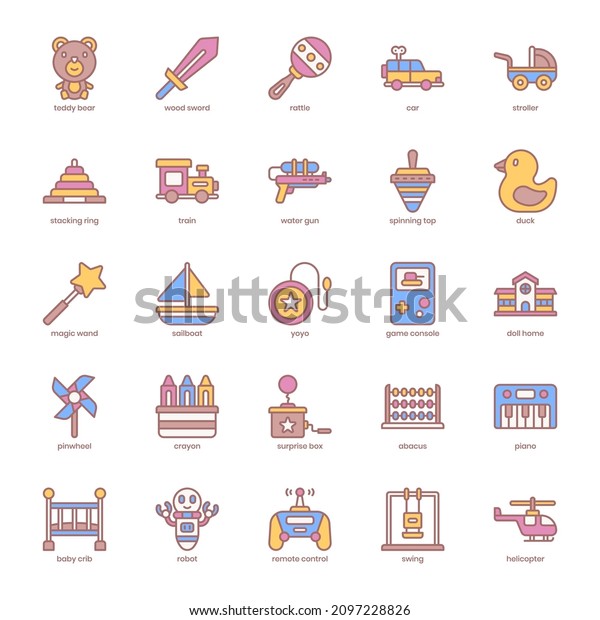 Children Toys icon pack for your website design,\
logo, app, UI. Children Toys icon outline design. Vector graphics\
illustration and editable\
stroke.