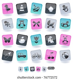 Children toys icon set