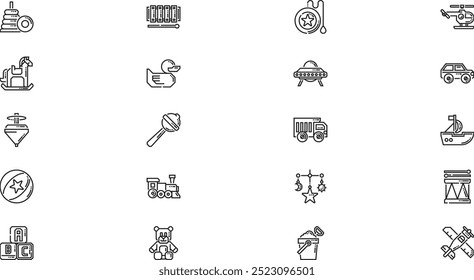 Iconos de los juguetes de los niños Colección de alta calidad de los iconos del vector con el movimiento editable. Ideal para Profesional y Proyectos Creativos.