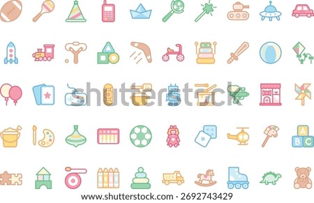Children and toys icons  High-Quality Vector Icons Collection with Editable Stroke. Ideal for Professional and Creative Projects