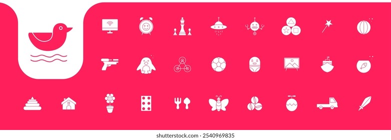 children toys simple icons set design vector
