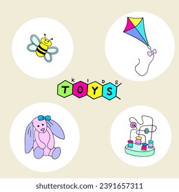 Children toys. Children theme. Poster.