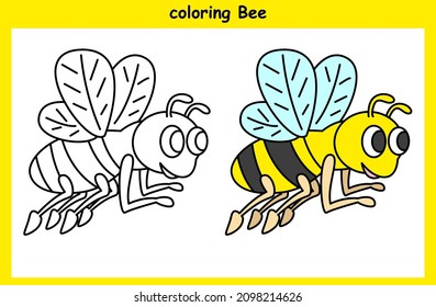 children trace and coloring bee