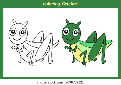children trace and coloring cricket