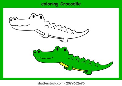 children trace and coloring crocodile