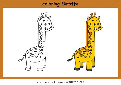 children trace and coloring giraffe