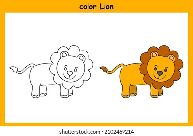 children trace and coloring lion cartoon animal