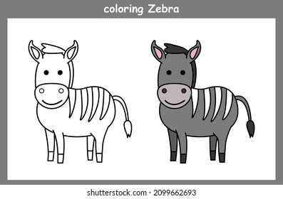 children trace and coloring zebra