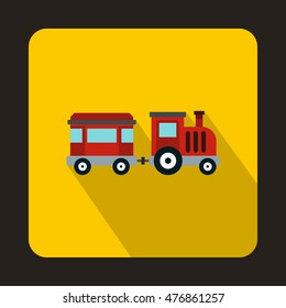 Children train icon in flat style isolated with long shadow